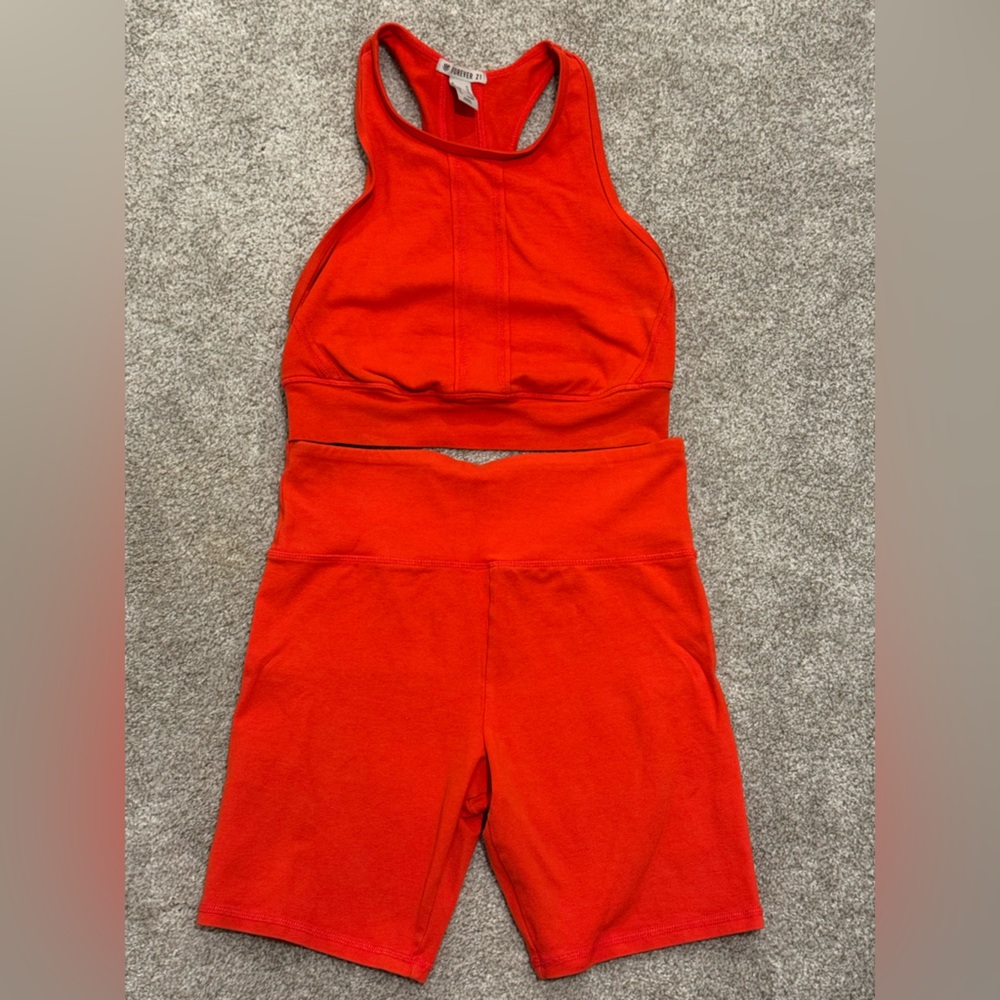 Forever 21 Red Athletic Tank and Shorts Set